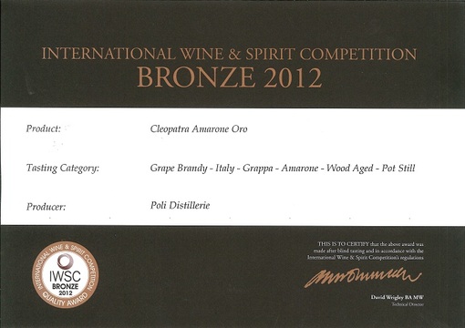 Cleopatra Amarone Oro premiata all'IWSC 2012