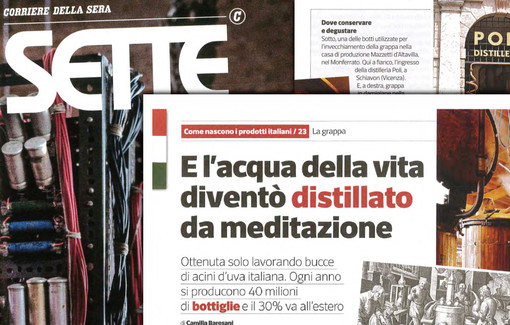 Sette, der italienischen Tageszeitung Corriere della Sera stellt die Evolution des Grappas