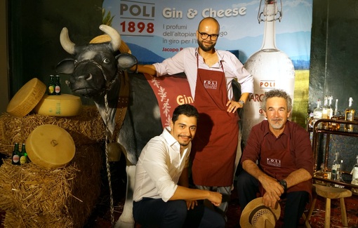 Dario, Alberto and Jacopo Poli with Gina the cow