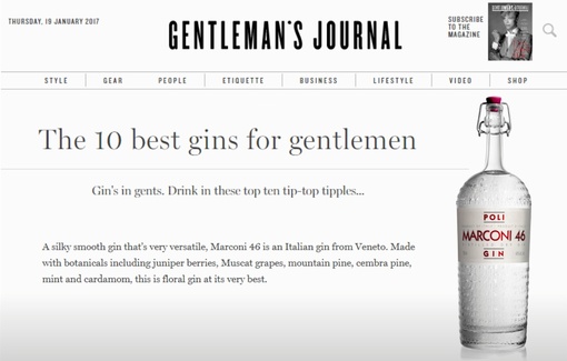 Gin MARCONI 46 su The Gentleman’s Journal