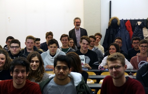 Jacopo Poli as a spokesman at Padova University