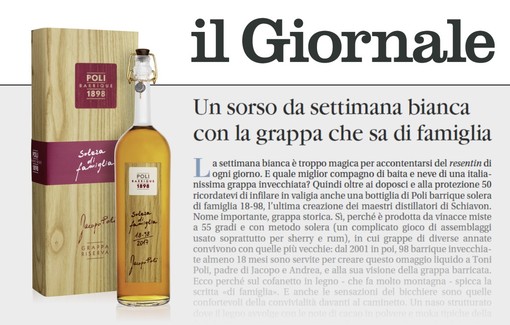 Poli Barrique - Solera di Famglia appears on IL GIORNALE