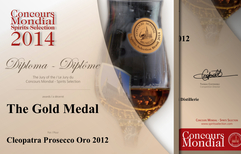 Cleopatra Prosecco and Cleopatra Amarone Oro awarded with the gold and silver medal