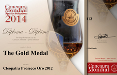 Medaglia d’Oro e d’Argento per Cleopatra Prosecco e Cleopatra Amarone Oro 