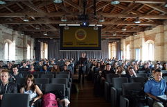 Jacopo Poli als Redner an der Universität von Verona