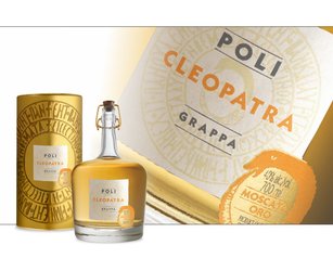 Poli Cleopatra Moscato Oro with metal tube - Grappa Moscato