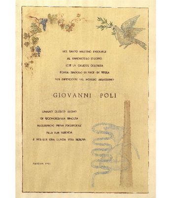 Handgemaltes Bild als Geschenk der Angestellten an Giovanni Poli