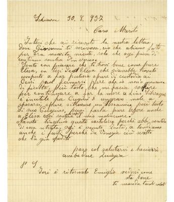 Brief von Bona Maria Corrà an ihren Ehemann Giovanni Poli