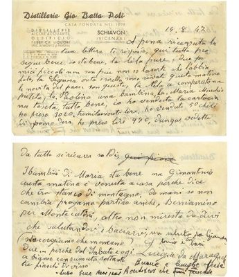 Vorder- und Rückseite eines Briefs von Luigia an Gio. Batta Poli