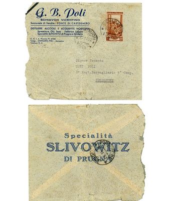 Kuvert mit Brief von Giovanni Poli an den Sohn Toni 