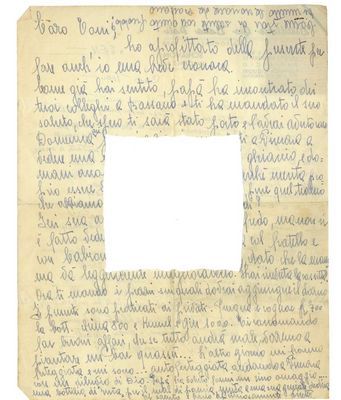 Rückseite eines Briefs von Giovanni Poli an den Sohn Toni
