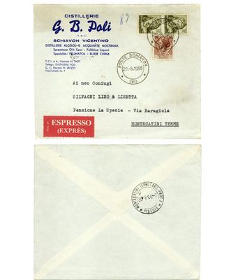 Envelope addressed to the newly married Lino Poli Silvagni and Lisetta Poli